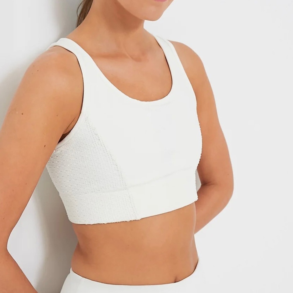 Tuckernuck White Cane Jean Sports Bra Textured Active Size M